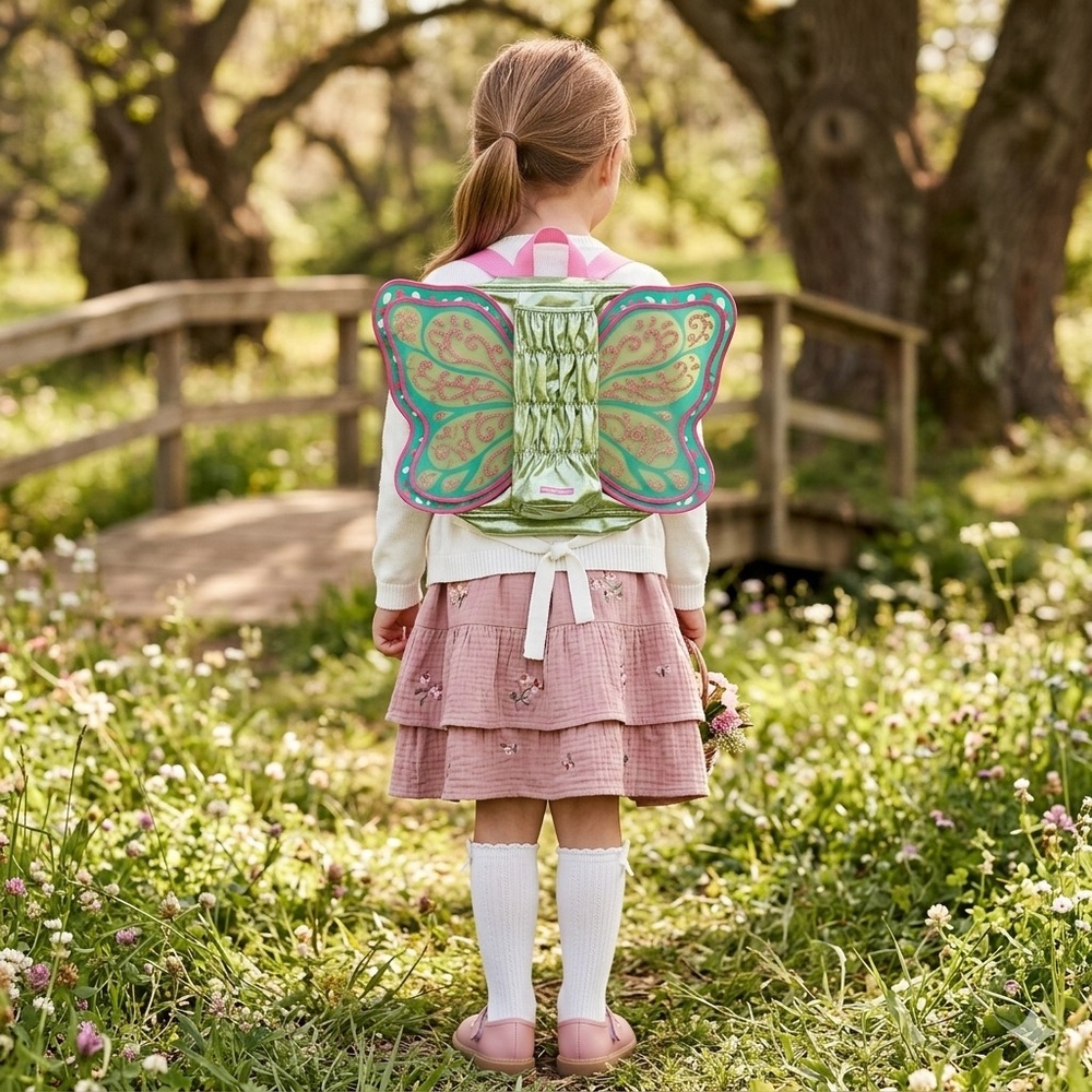 American Girl fairy wings backpack sparkling green and pink good condition